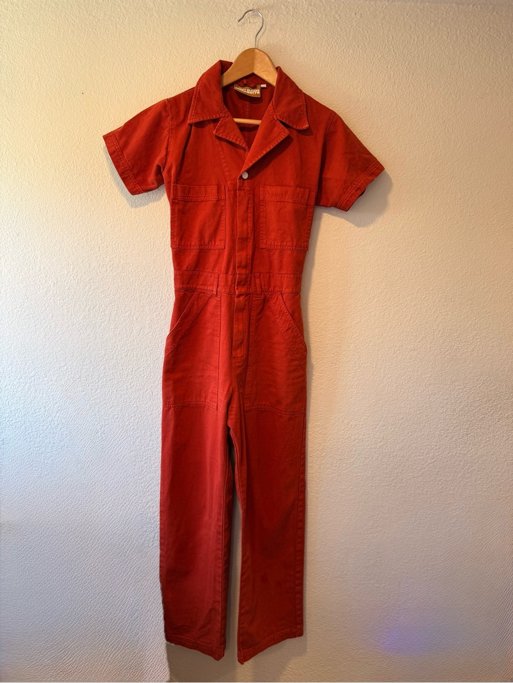 BIG BUD PRESS Women’s Red Short-Sleeve Utility Jumpsuit in Paprika